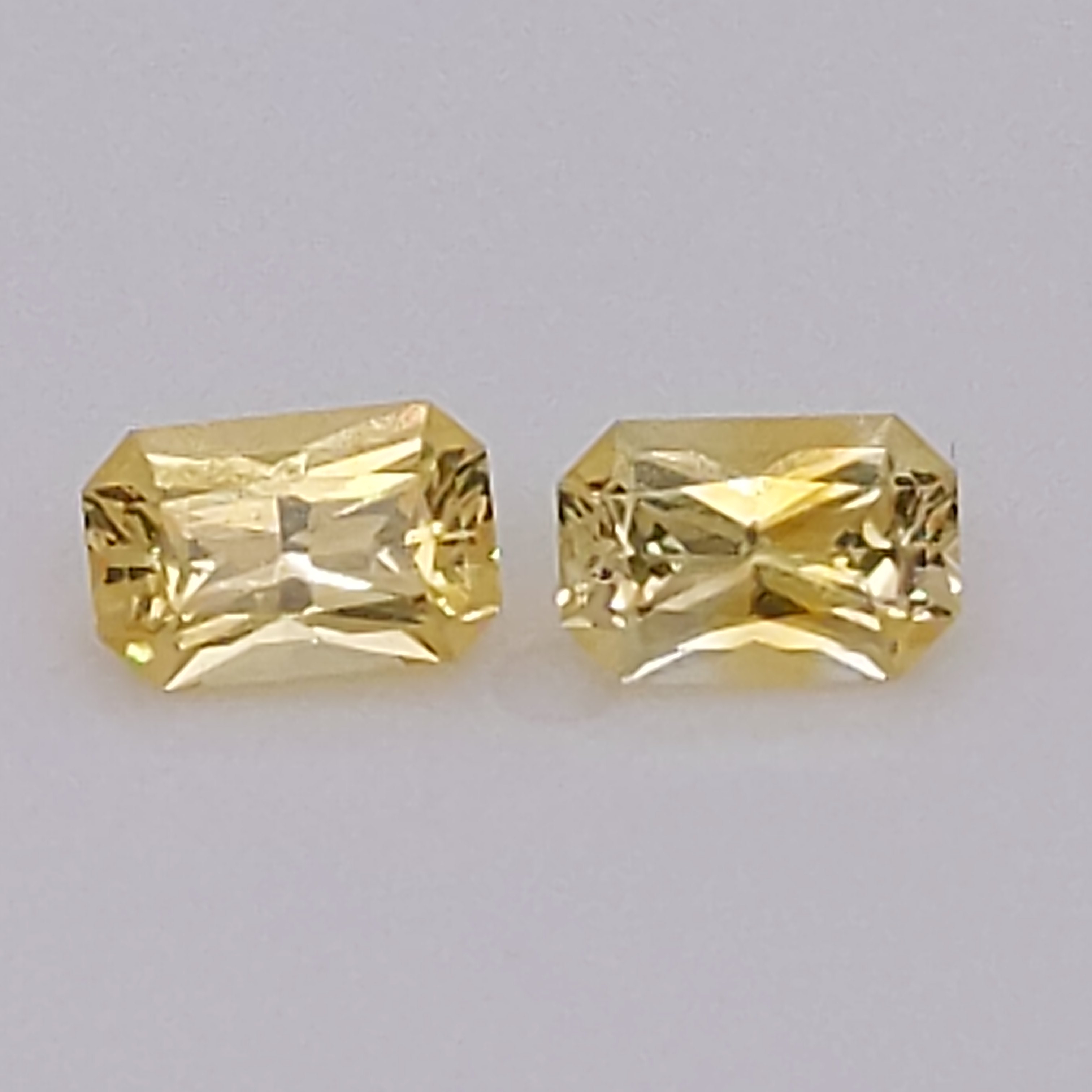 Sri Lanka (Ceylon) Yellow Emerald Cut Sapphire Pair 6x4mm 1.30 cts ...