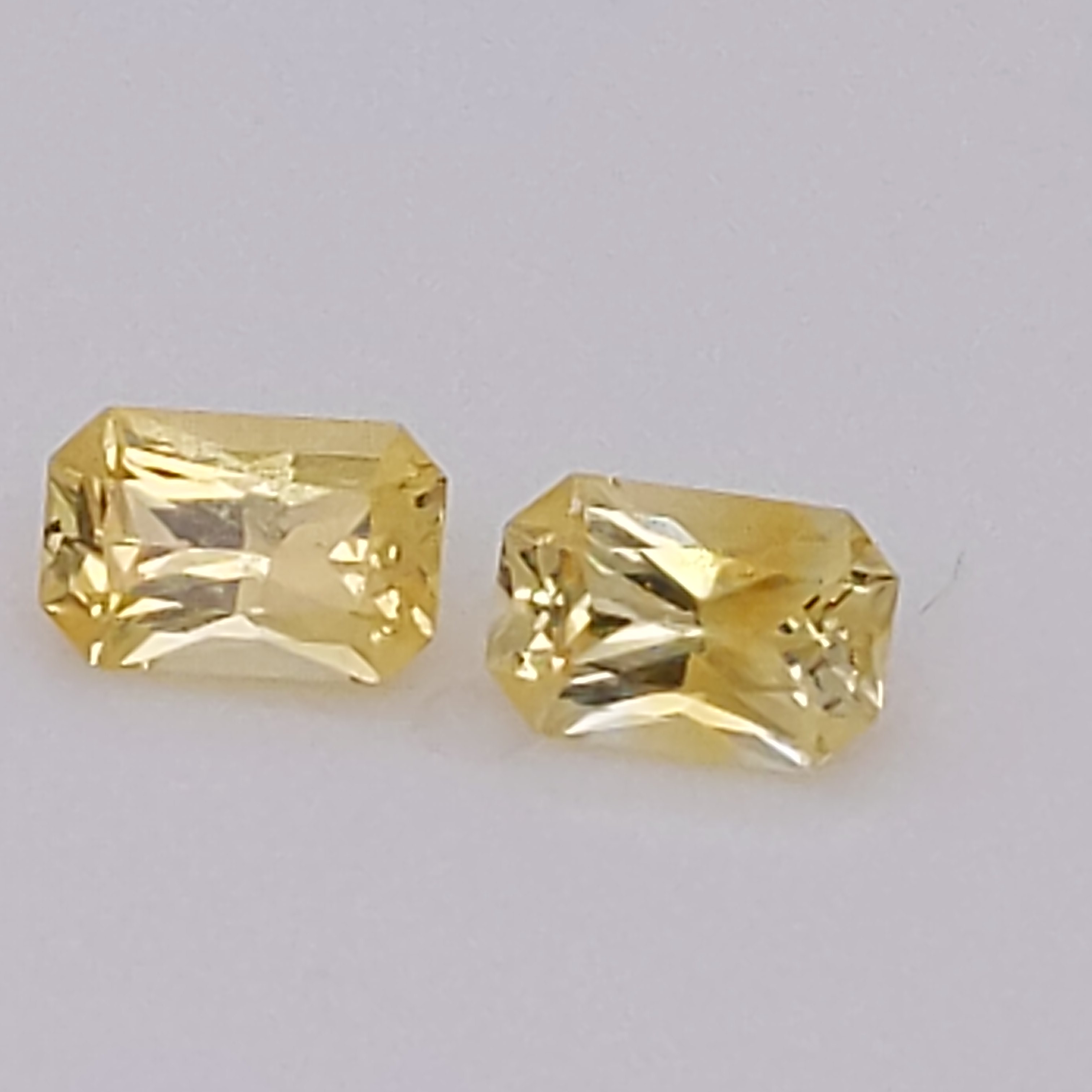 Sri Lanka (Ceylon) Yellow Emerald Cut Sapphire Pair 6x4mm 1.30 cts ...