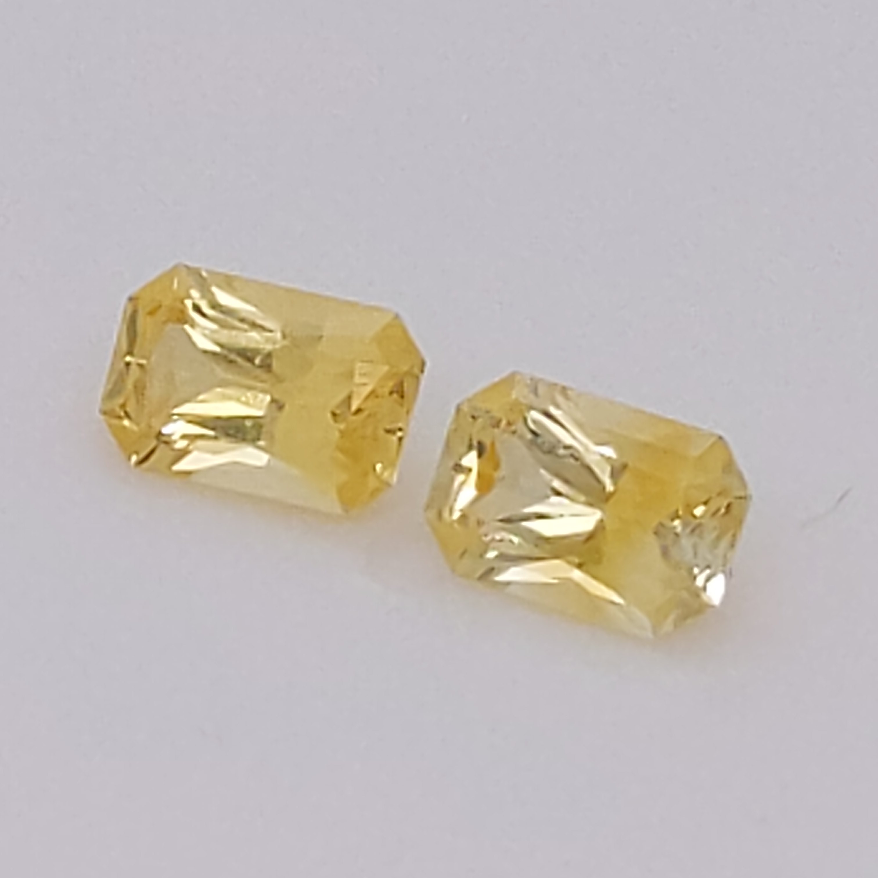 Sri Lanka (Ceylon) Yellow Emerald Cut Sapphire Pair 6x4mm 1.30 cts ...