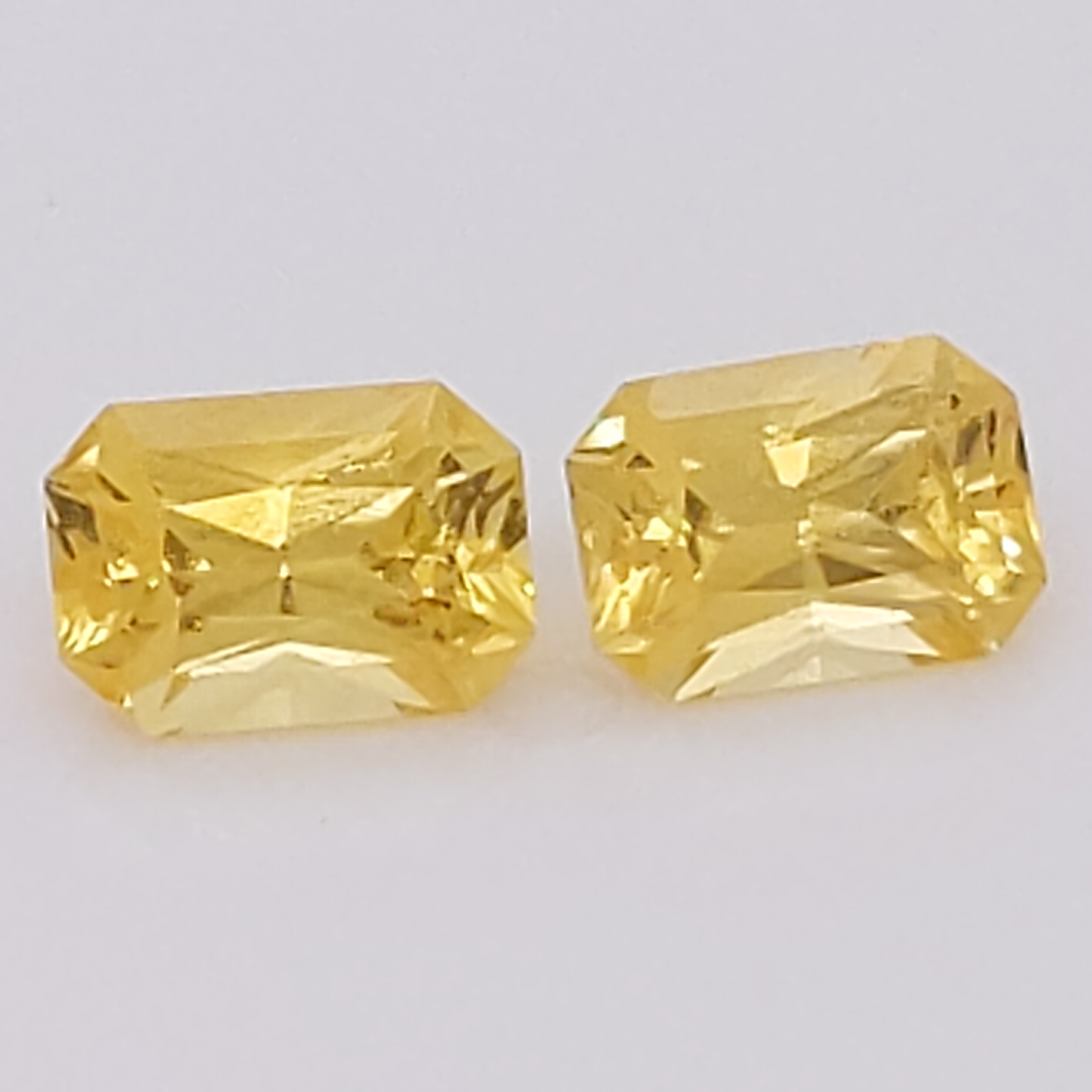 Sri Lanka Yellow Sapphire Emerald Radiant Matched Pair 6.5x4.5mm 2.00 ...