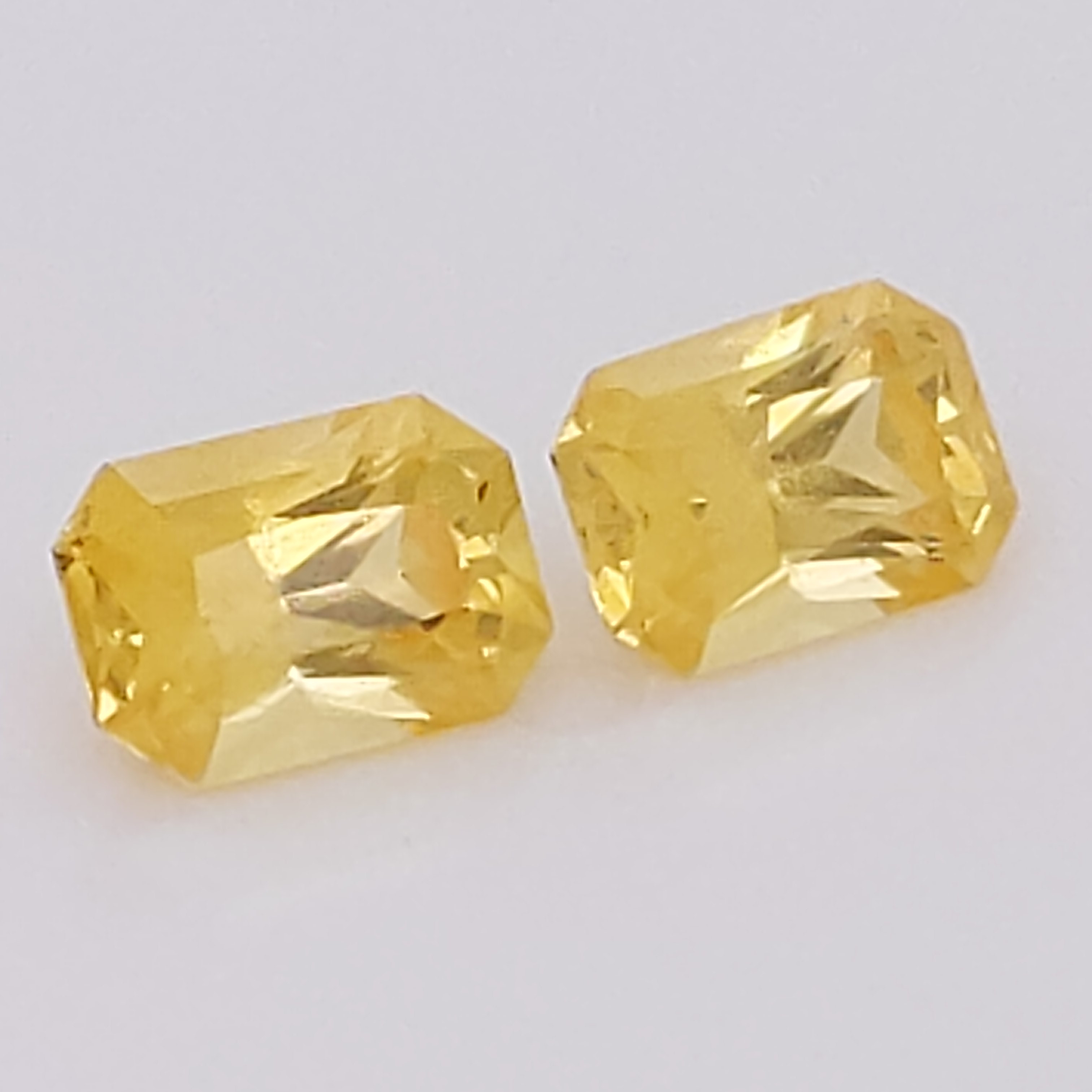 Sri Lanka Yellow Sapphire Emerald Radiant Matched Pair 6.5x4.5mm 2.00 ...