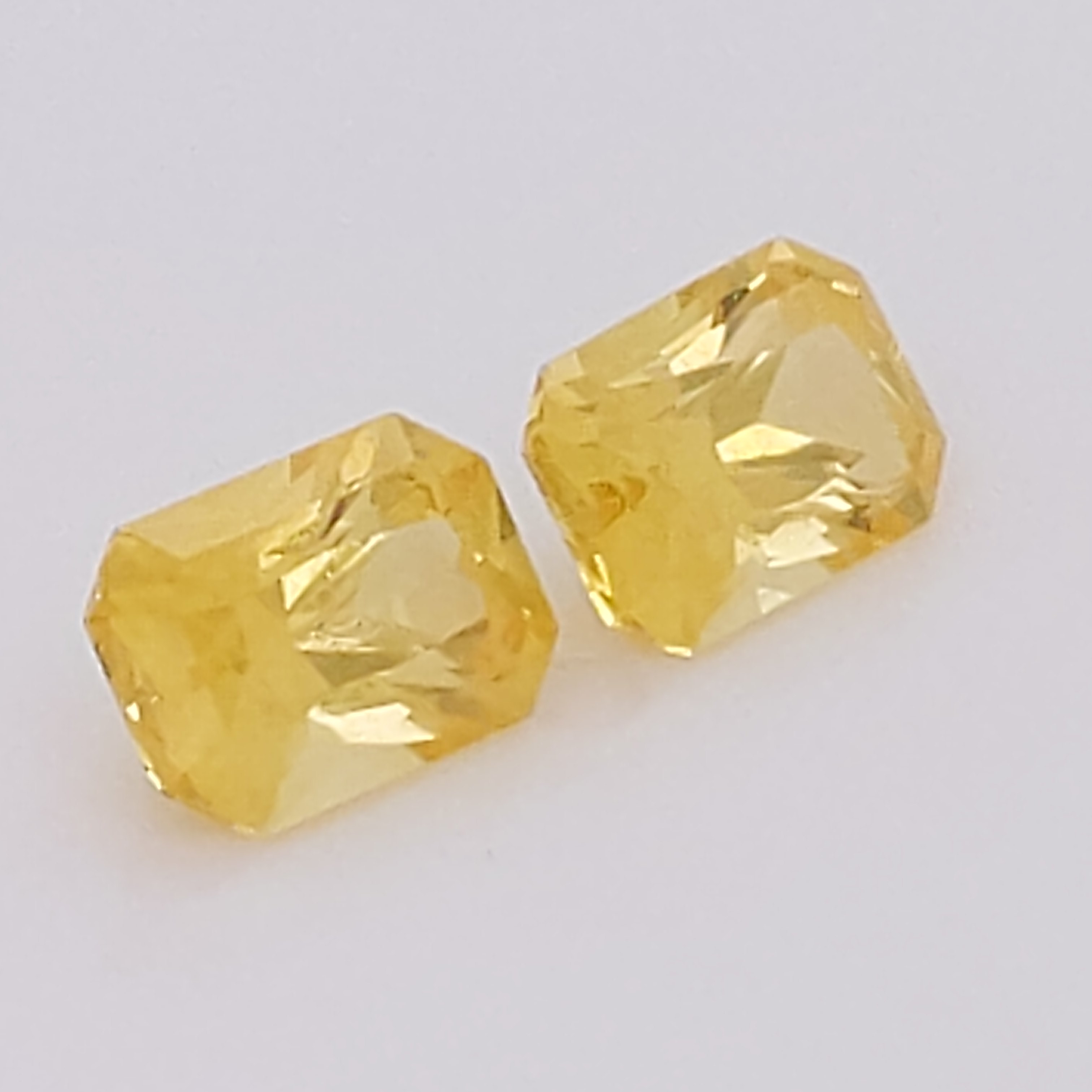 Sri Lanka Yellow Sapphire Emerald Radiant Matched Pair 6.5x4.5mm 2.00 ...