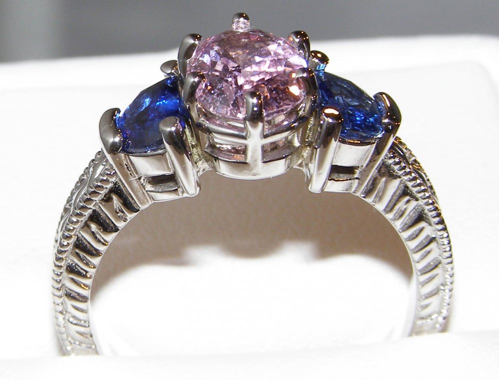 Modern Edwardian 14K Rose Gold Blue and Pink Sapphire Engagement Ring  Wedding Ring Y404-14KRGPSBS | Caravaggio Jewelry