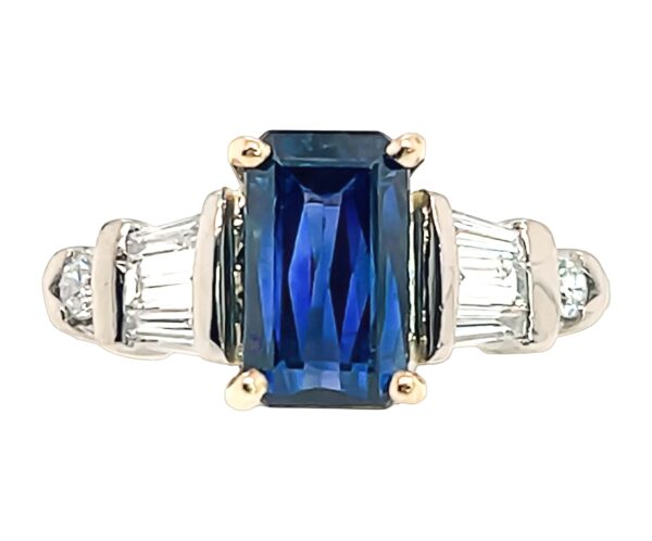 Elongated Fancy Scissor Emerald Cut Sapphire (H)* Diamond Ring 14KTT 2.20 ctw - Image 5