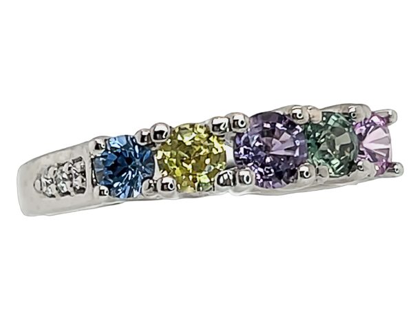 Colorful & Lively Rainbow Sapphire (H)* Diamond Ring 14KWG 1.00 ct - Image 2