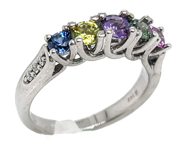 Colorful & Lively Rainbow Sapphire (H)* Diamond Ring 14KWG 1.00 ct - Image 3