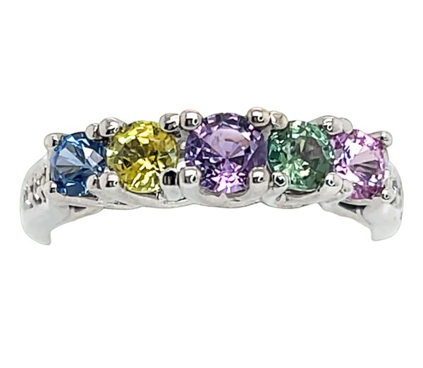 Colorful & Lively Rainbow Sapphire (H)* Diamond Ring 14KWG 1.00 ct - Image 7