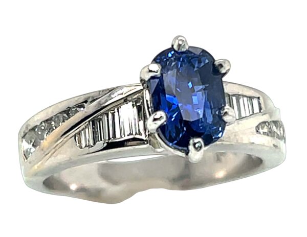 GGTL Certified Cushion Ceylon Blue Sapphire Diamond Platinum Ring 2.03 ctw