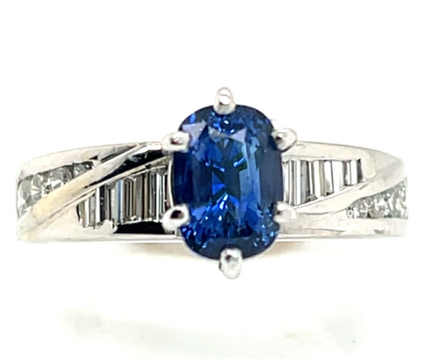 GGTL Certified Cushion Ceylon Blue Sapphire Diamond Platinum Ring 2.03 ctw - Image 2