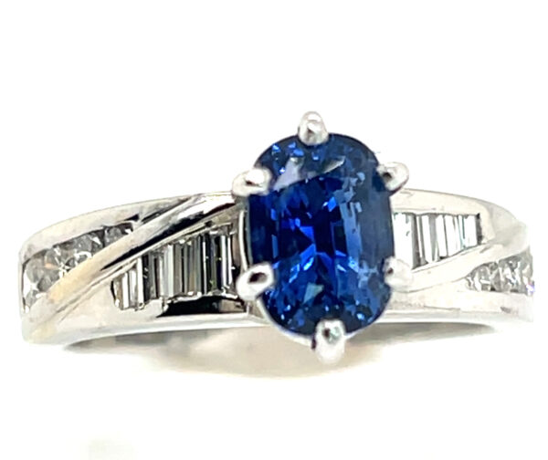 GGTL Certified Cushion Ceylon Blue Sapphire Diamond Platinum Ring 2.03 ctw - Image 3