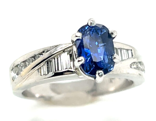 GGTL Certified Cushion Ceylon Blue Sapphire Diamond Platinum Ring 2.03 ctw - Image 4