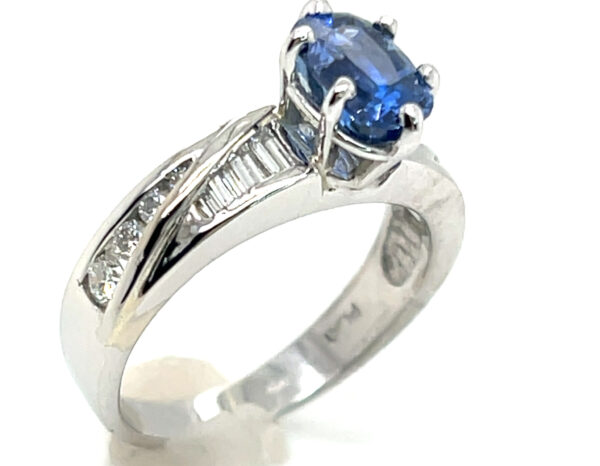 GGTL Certified Cushion Ceylon Blue Sapphire Diamond Platinum Ring 2.03 ctw - Image 5