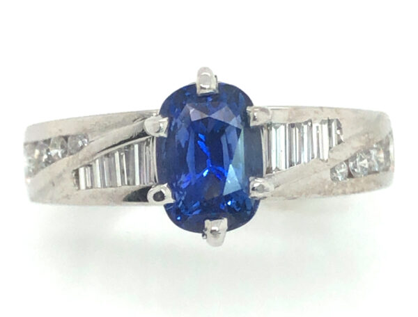 GGTL Certified Cushion Ceylon Blue Sapphire Diamond Platinum Ring 2.03 ctw - Image 6