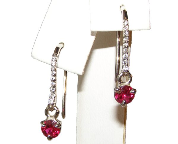 Elegant Dangle Ruby Diamond Earrings 18KWG 1.02 ctw - Image 3