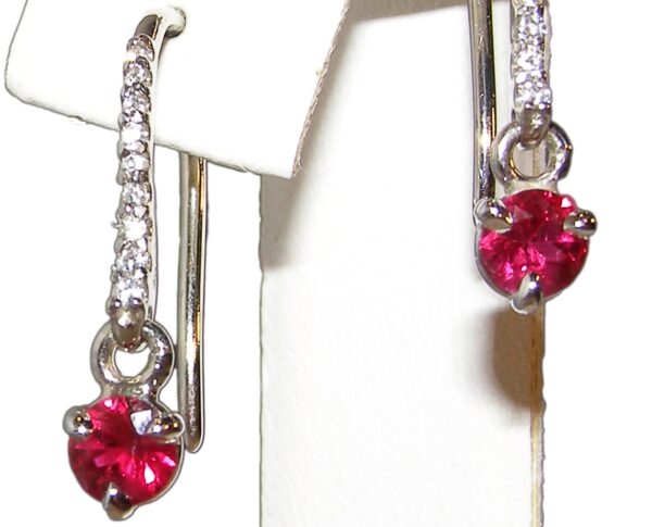 Elegant Dangle Ruby Diamond Earrings 18KWG 1.02 ctw