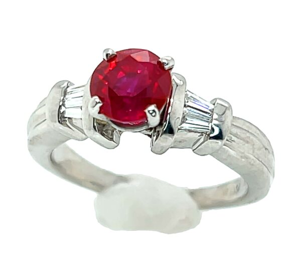 AGL Certified Red Ruby (H)* Diamond Platinum Ring 1.60 ctw - Image 3