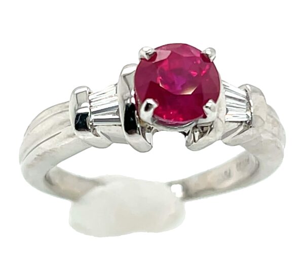 AGL Certified Red Ruby (H)* Diamond Platinum Ring 1.60 ctw - Image 5