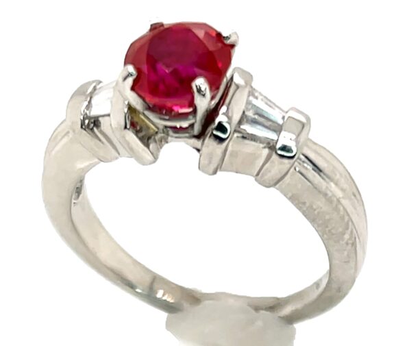 AGL Certified Red Ruby (H)* Diamond Platinum Ring 1.60 ctw - Image 6