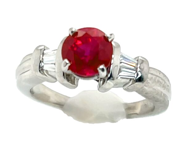 AGL Certified Red Ruby (H)* Diamond Platinum Ring 1.60 ctw - Image 7