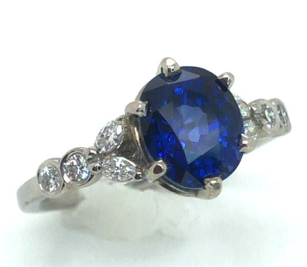 CGL Certified Ceylon Sapphire (H)* Diamond Ring 14KWG 3.44 ct - Image 2