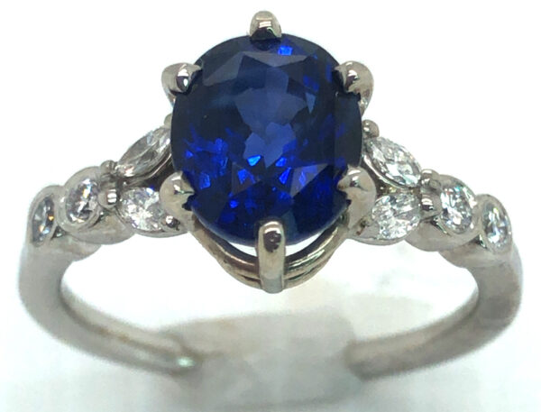 CGL Certified Ceylon Sapphire (H)* Diamond Ring 14KWG 3.44 ct - Image 4