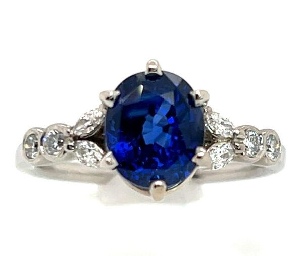 CGL Certified Ceylon Sapphire (H)* Diamond Ring 14KWG 3.44 ct - Image 7