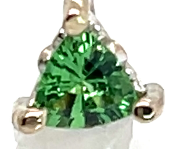 Leverback Vibrant Green Trilliant Tsavorite (N)* Dangle Earrings 14KWG 1.10 ctw - Image 3