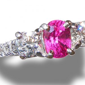 GIT Certified Unheated Winza Ruby Diamond Ring 14KWG 2.61 ctw