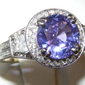 GIA Certified Purple/Blue Sapphire Diamond Ring 18KWG 3.93 ctw