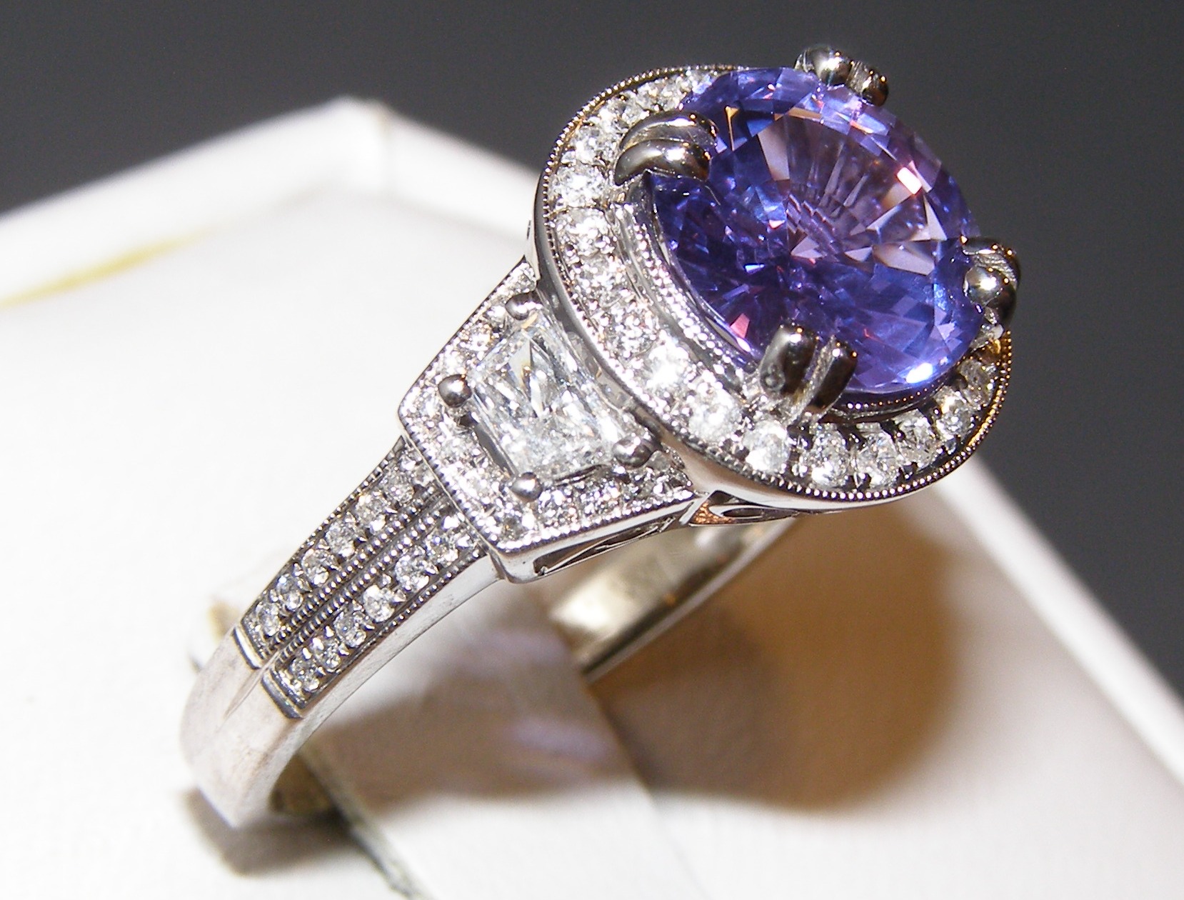 Vintage, 3.80ct Oval Blue Sapphire and Diamond Cluster Ring, 18ct Whit –  Antique Ring Boutique