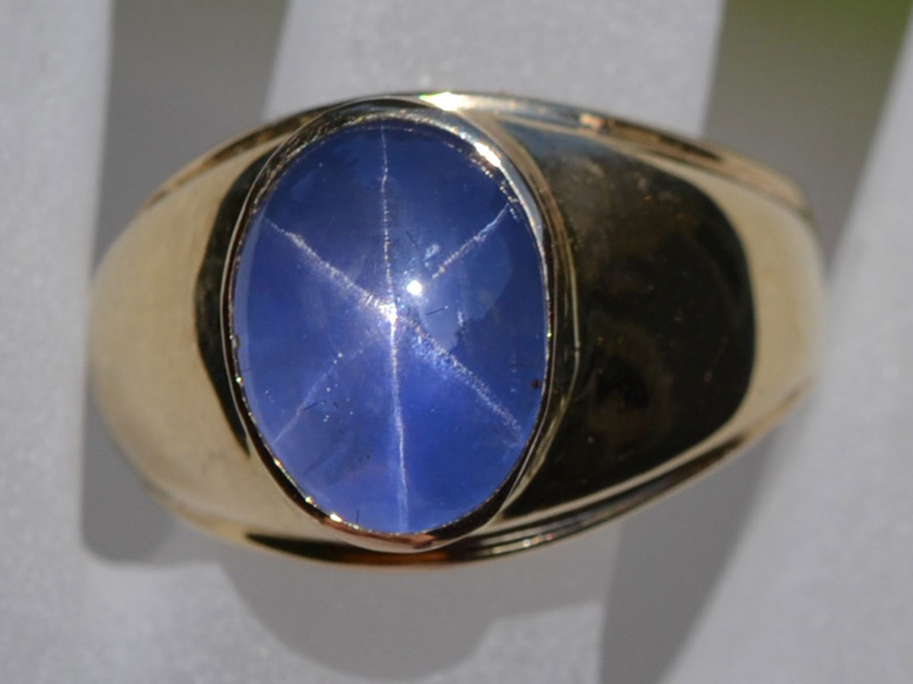 AGL Certified Untreated Mens Blue Star Sapphire Ring 9.3 cts in 14K