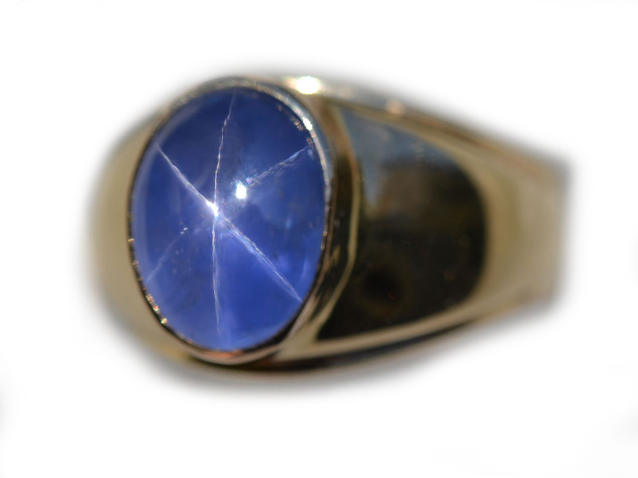 AGL Certified Untreated Mens Blue Star Sapphire Ring 9.3 cts in 14K